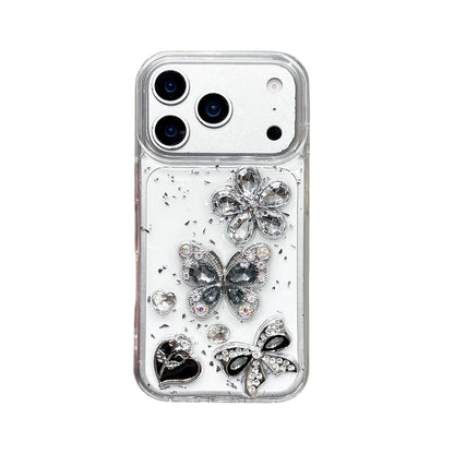 iPhone 15 SERIES (15, 15 Pro & 15 PLUS) Mobile phone case - CUSTOM DESIGNED Black/Silver BOWS & HEARTS (Copy) (Copy)