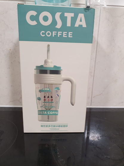 COSTA COFFEE Limited Edition XL Tumbler | RARE London Cold Water Cup  1000mL (1L) BLUE