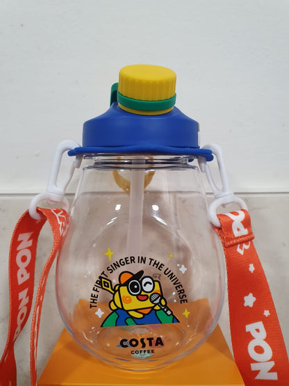RARE PonPon Star x COSTA COFFEE 950mL "Belly" Water Bottle Tumbler Strap  NIB