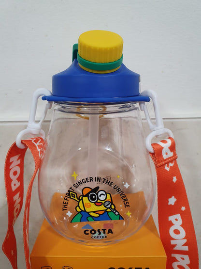 RARE PonPon Star x COSTA COFFEE 950mL "Belly" Water Bottle Tumbler Strap  NIB