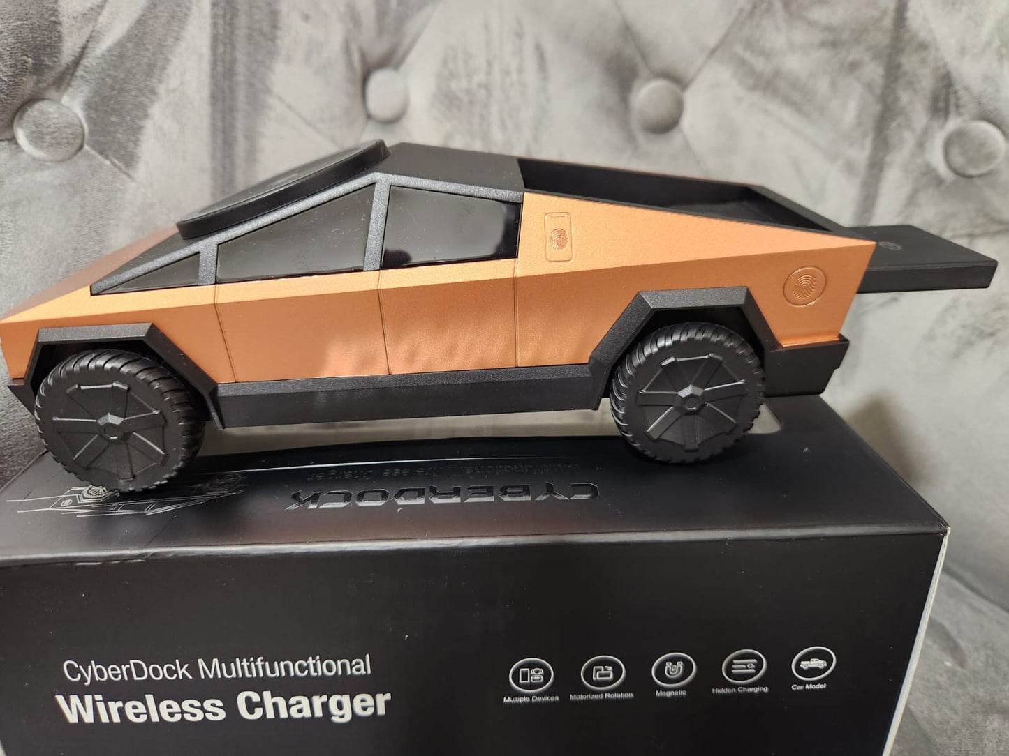 Cybertruck 3in1 Wireless Charging dock - Office or bedroom (Adult or kids) -BRONZE, SILVER OR GREY
