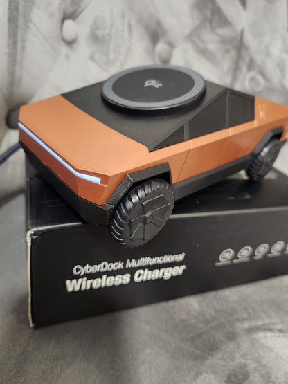 Cybertruck 3in1 Wireless Charging dock - Office or bedroom (Adult or kids) -BRONZE, SILVER OR GREY